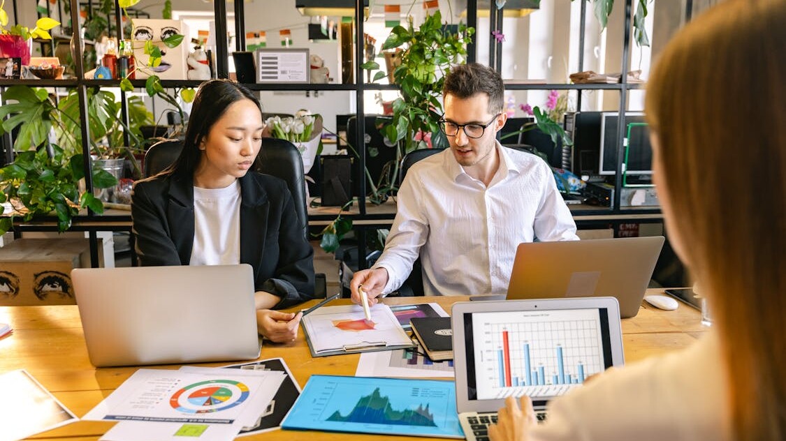 Entrepreneur reviewing DGA salary and business finances in office